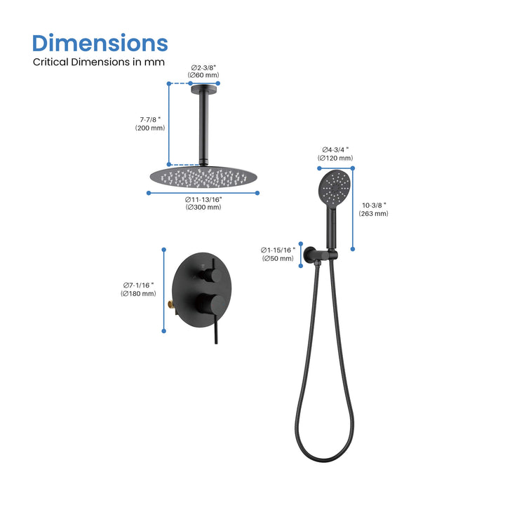 Halo Pressure-Balanced 2-Function Ceiling-Mount Shower System with Rough-In Valve