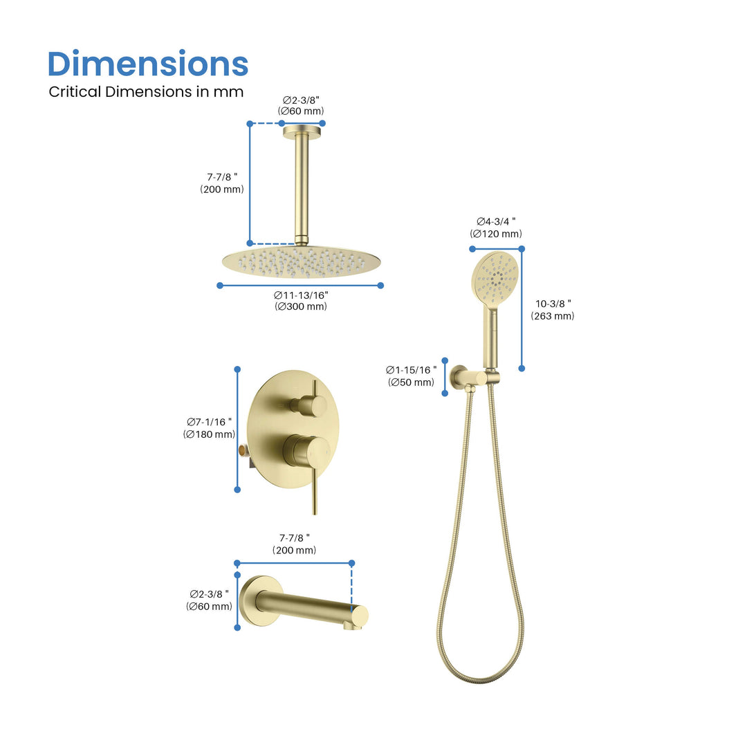 Halo Pressure-Balanced 3-Function Ceiling-Mount Shower System with Rough-In Valve