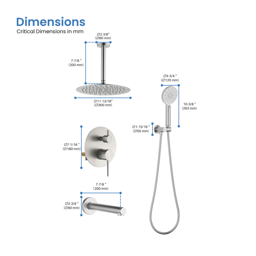 Halo Pressure-Balanced 3-Function Ceiling-Mount Shower System with Rough-In Valve