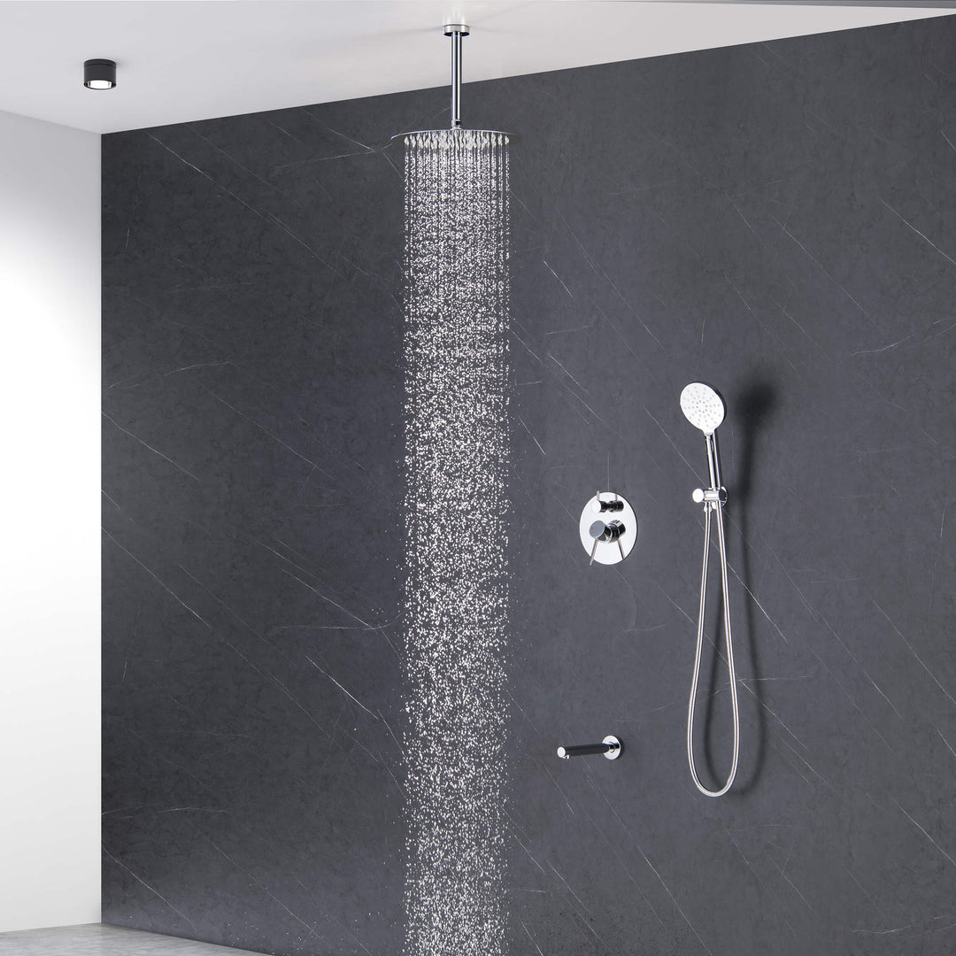 Halo Pressure-Balanced 3-Function Ceiling-Mount Shower System with Rough-In Valve