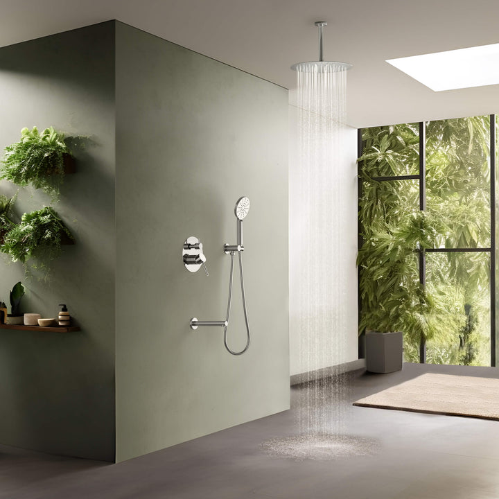 Halo Pressure-Balanced 3-Function Ceiling-Mount Shower System with Rough-In Valve