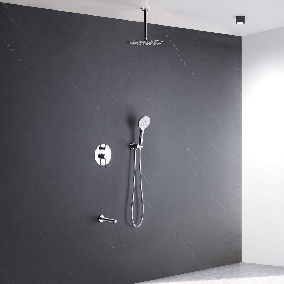 Halo Pressure-Balanced 3-Function Ceiling-Mount Shower System with Rough-In Valve