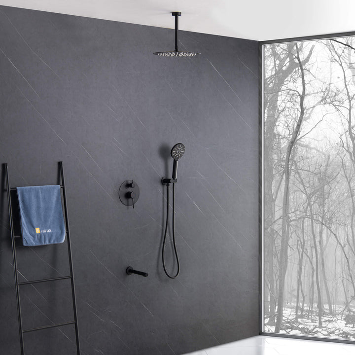 Halo Pressure-Balanced 3-Function Ceiling-Mount Shower System with Rough-In Valve