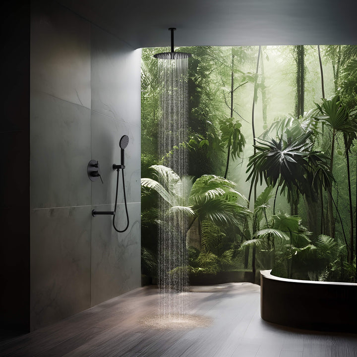 Halo Pressure-Balanced 3-Function Ceiling-Mount Shower System with Rough-In Valve