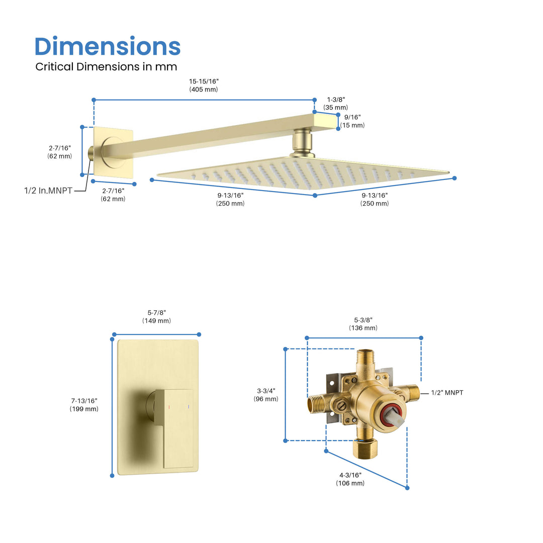 Quadra Pressure-Balanced Wall Mount Shower System