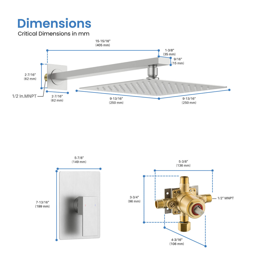 Quadra Pressure-Balanced Wall Mount Shower System