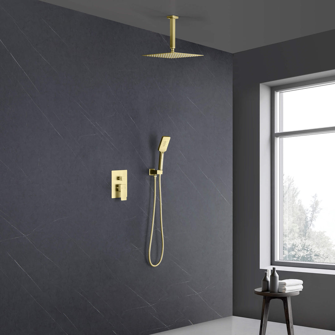 Quadra Pressure-Balanced 2-Function Ceiling Mount Shower System with Rough-In Valve