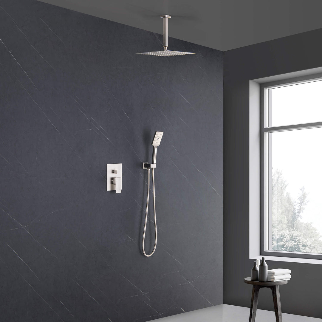 Quadra Pressure-Balanced 2-Function Ceiling Mount Shower System with Rough-In Valve