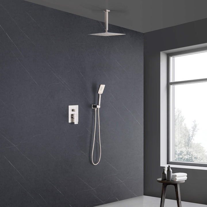 Quadra Pressure-Balanced 2-Function Ceiling Mount Shower System with Rough-In Valve