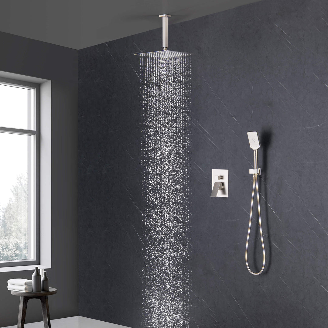 Quadra Pressure-Balanced 2-Function Ceiling Mount Shower System with Rough-In Valve