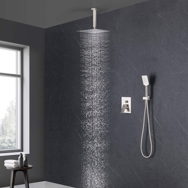 Quadra Pressure-Balanced 2-Function Ceiling Mount Shower System with Rough-In Valve