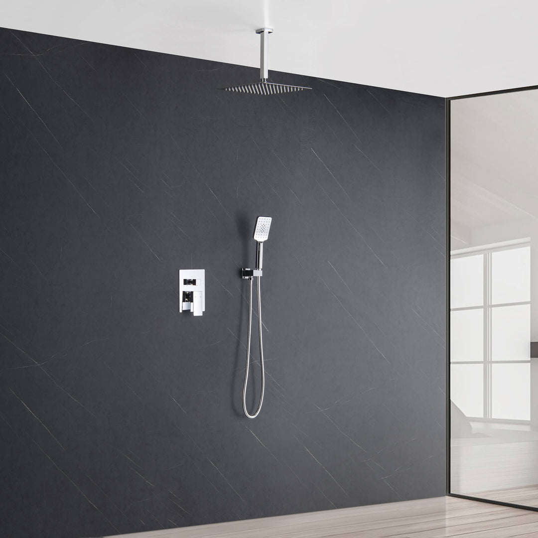Quadra Pressure-Balanced 2-Function Ceiling Mount Shower System with Rough-In Valve