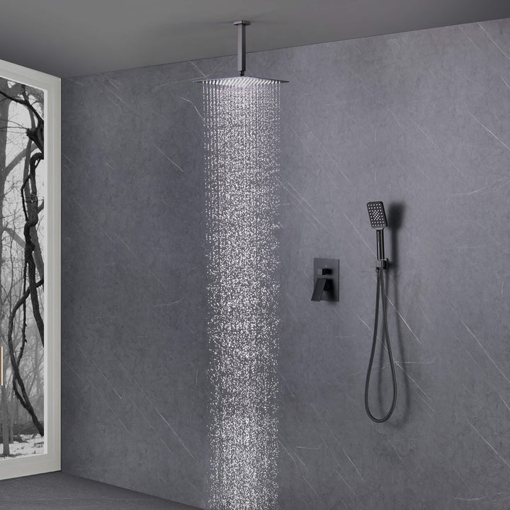 Quadra Pressure-Balanced 2-Function Ceiling Mount Shower System with Rough-In Valve