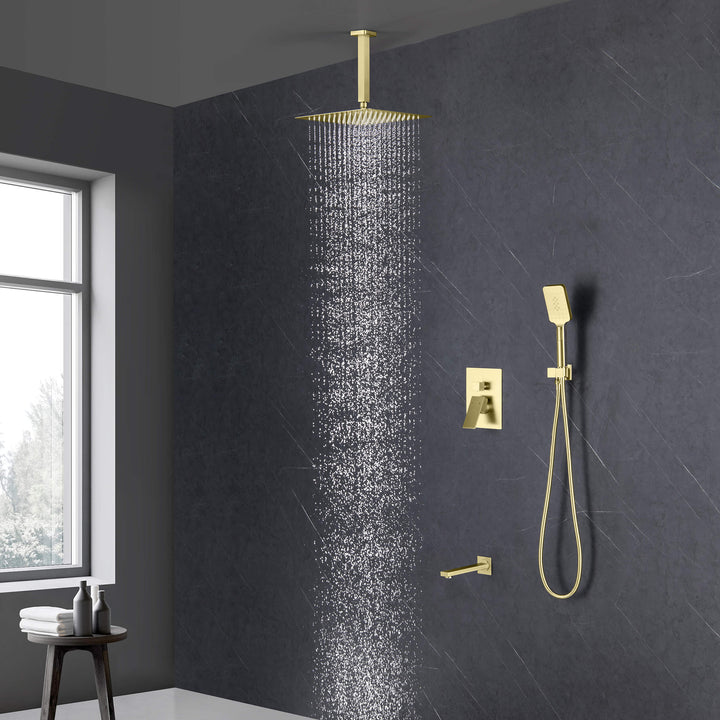 Quadra Pressure-Balanced 3-Function Ceiling Mount Shower System with Rough-In Valve
