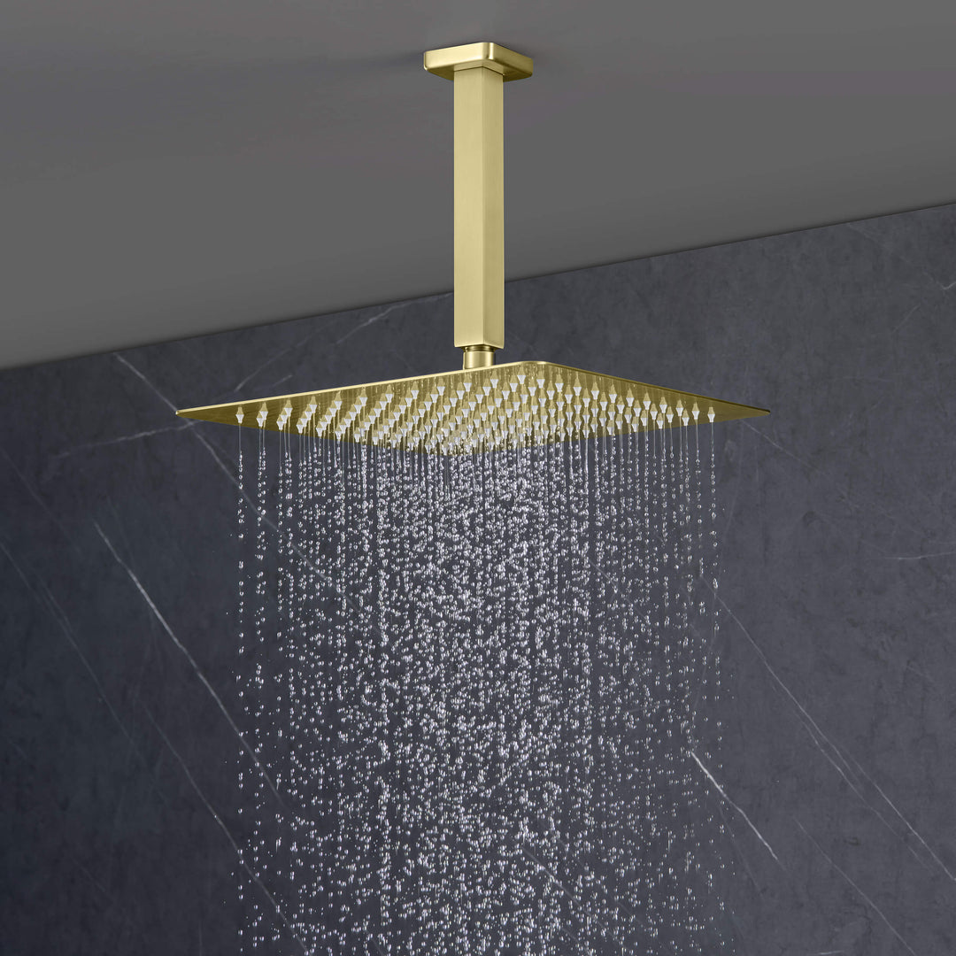 Quadra Pressure-Balanced 3-Function Ceiling Mount Shower System with Rough-In Valve
