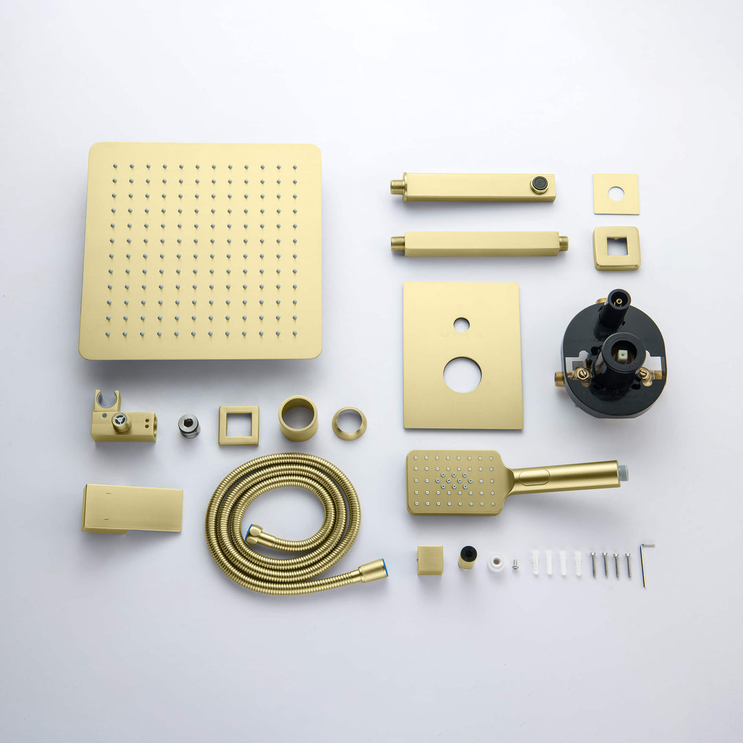 Quadra Pressure-Balanced 3-Function Ceiling Mount Shower System with Rough-In Valve