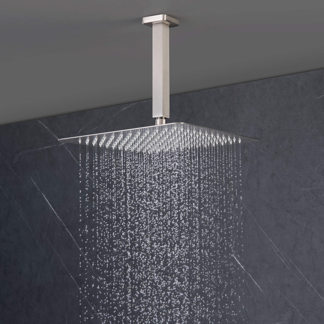 Quadra Pressure-Balanced 3-Function Ceiling Mount Shower System with Rough-In Valve