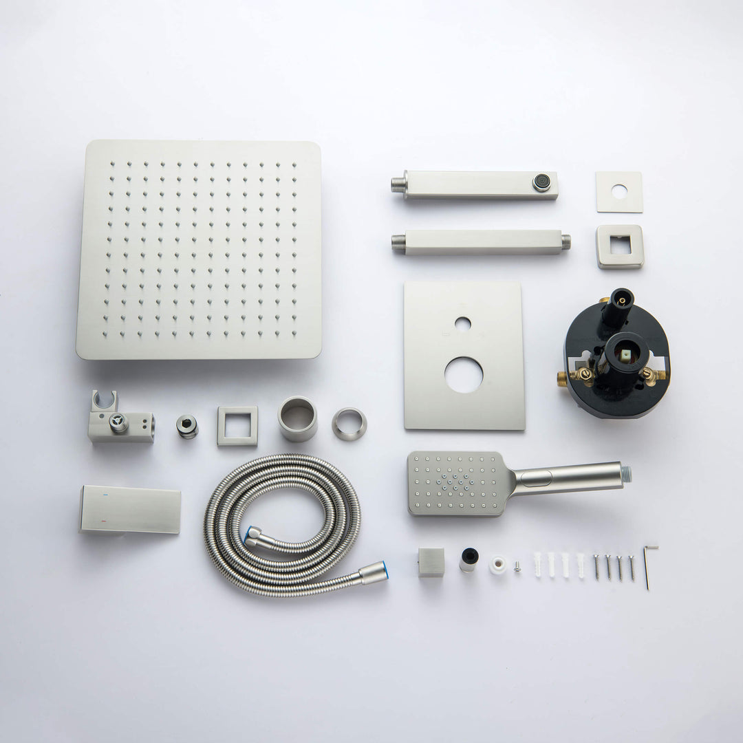 Quadra Pressure-Balanced 3-Function Ceiling Mount Shower System with Rough-In Valve