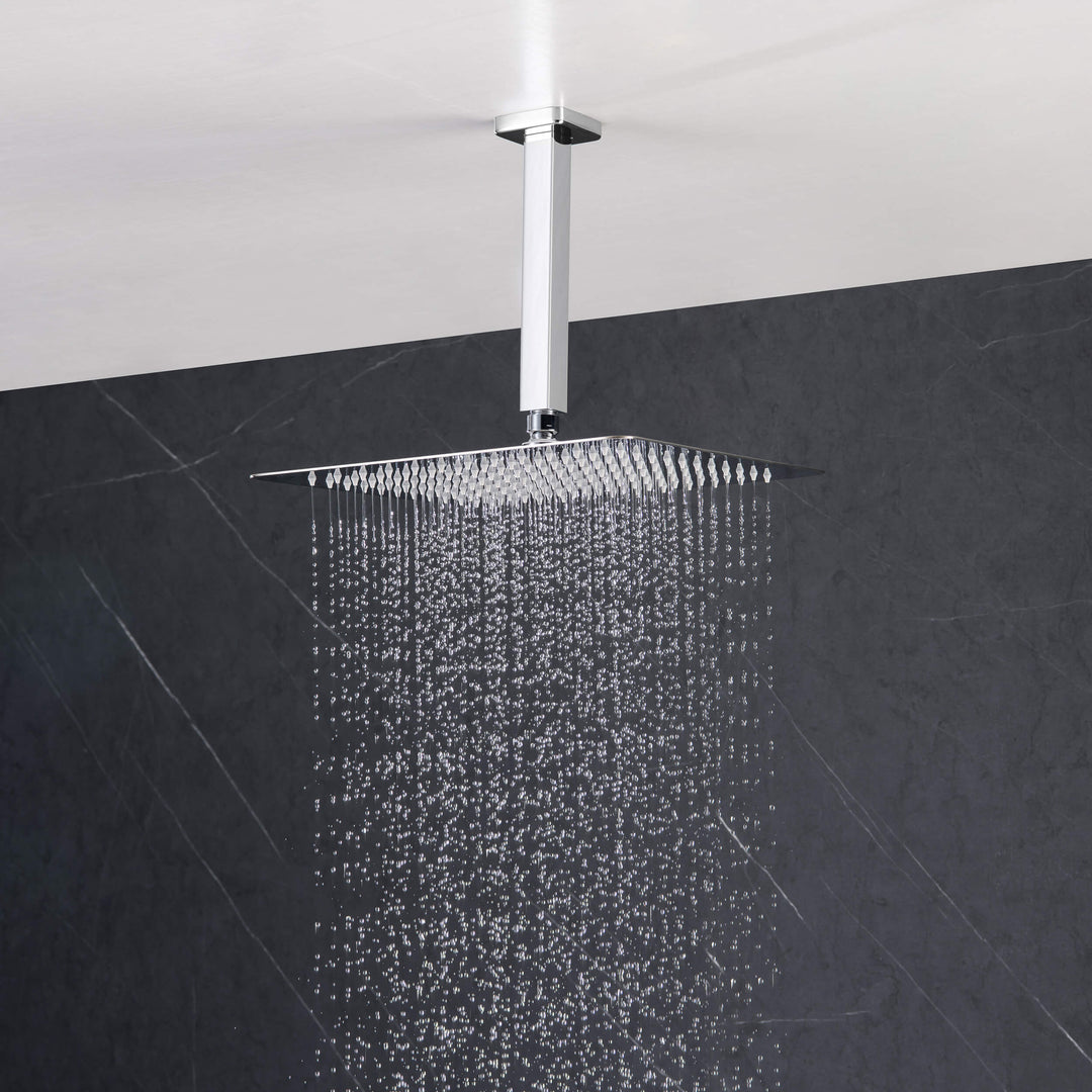 Quadra Pressure-Balanced 3-Function Ceiling Mount Shower System with Rough-In Valve