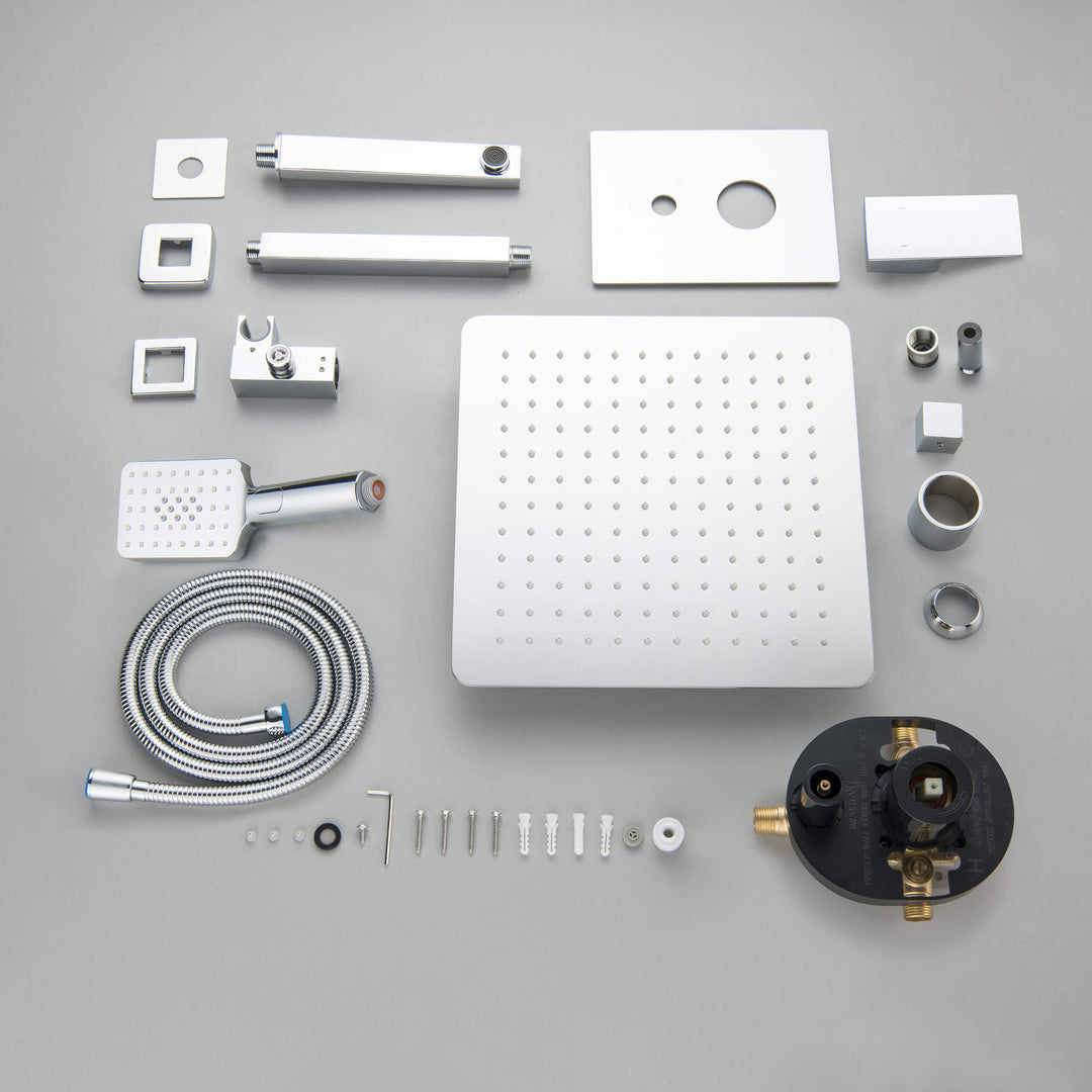 Quadra Pressure-Balanced 3-Function Ceiling Mount Shower System with Rough-In Valve