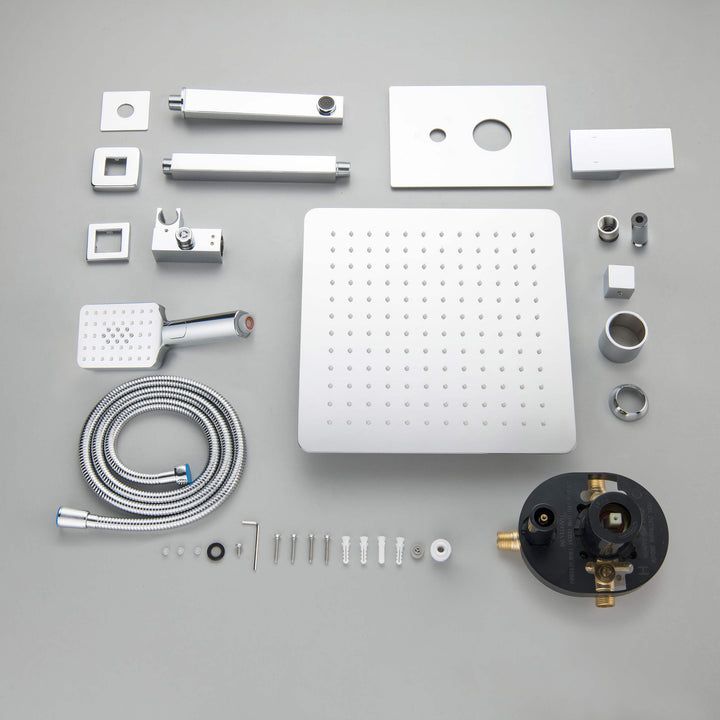 Quadra Pressure-Balanced 3-Function Ceiling Mount Shower System with Rough-In Valve