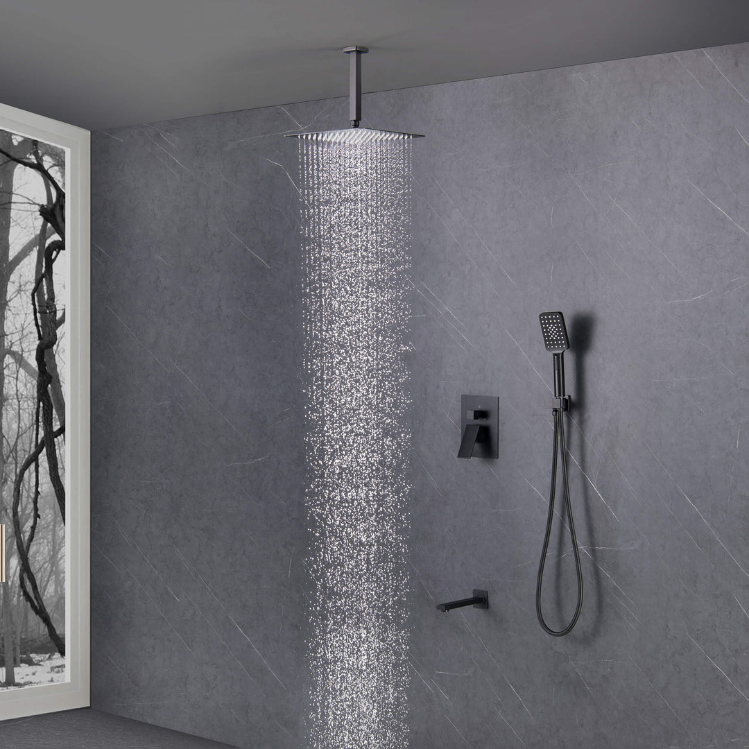 Quadra Pressure-Balanced 3-Function Ceiling Mount Shower System with Rough-In Valve