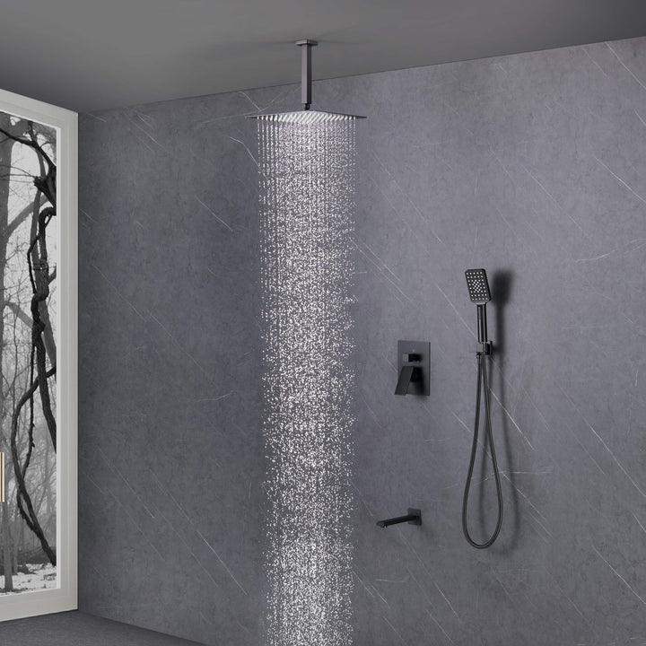 Quadra Pressure-Balanced 3-Function Ceiling Mount Shower System with Rough-In Valve
