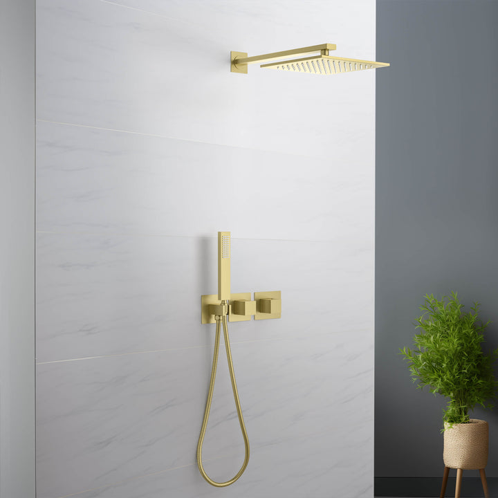 Quadra 2-Function Thermostatic Wall Mount Shower System with Rough-In Valve