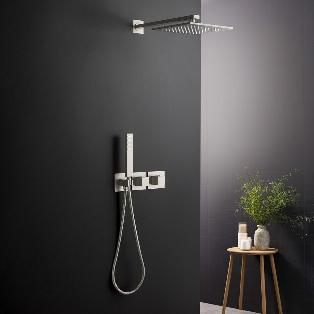 Quadra 2-Function Thermostatic Wall Mount Shower System with Rough-In Valve