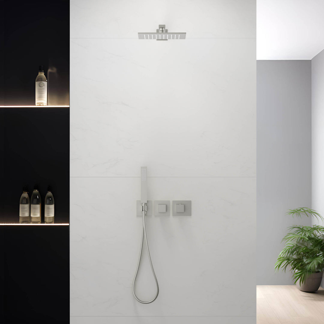 Quadra 2-Function Thermostatic Wall Mount Shower System with Rough-In Valve