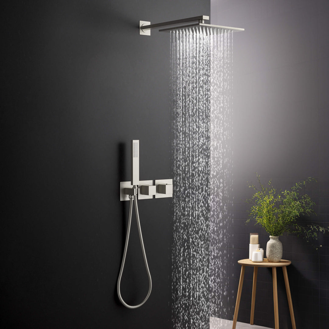 Quadra 2-Function Thermostatic Wall Mount Shower System with Rough-In Valve
