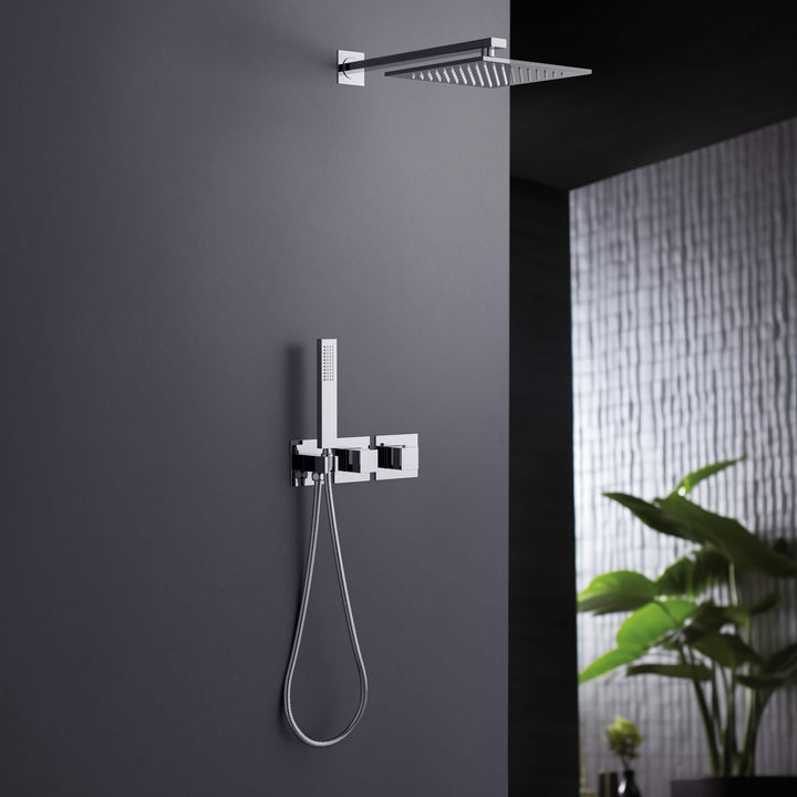 Quadra 2-Function Thermostatic Wall Mount Shower System with Rough-In Valve