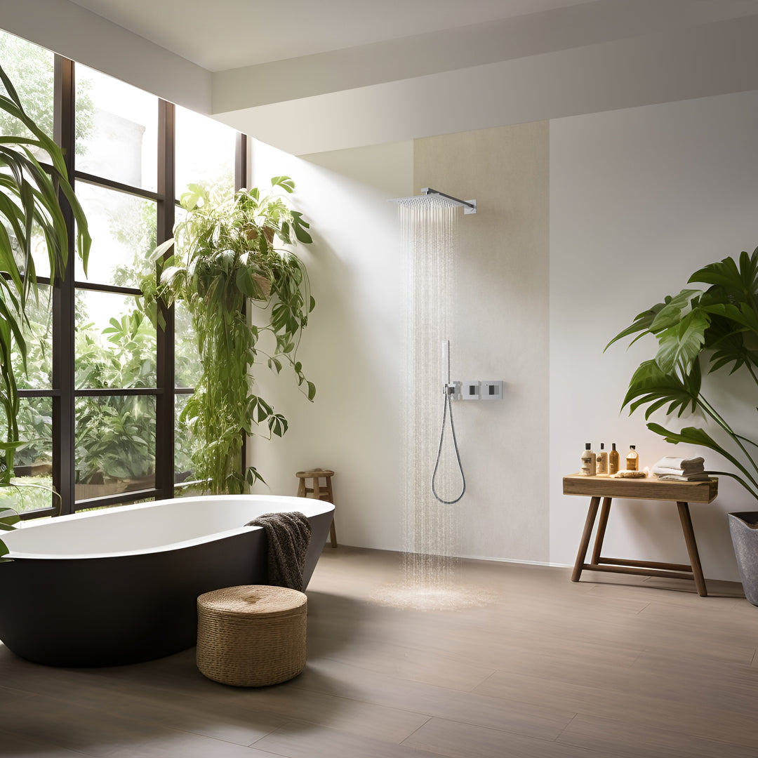 Quadra 2-Function Thermostatic Wall Mount Shower System with Rough-In Valve