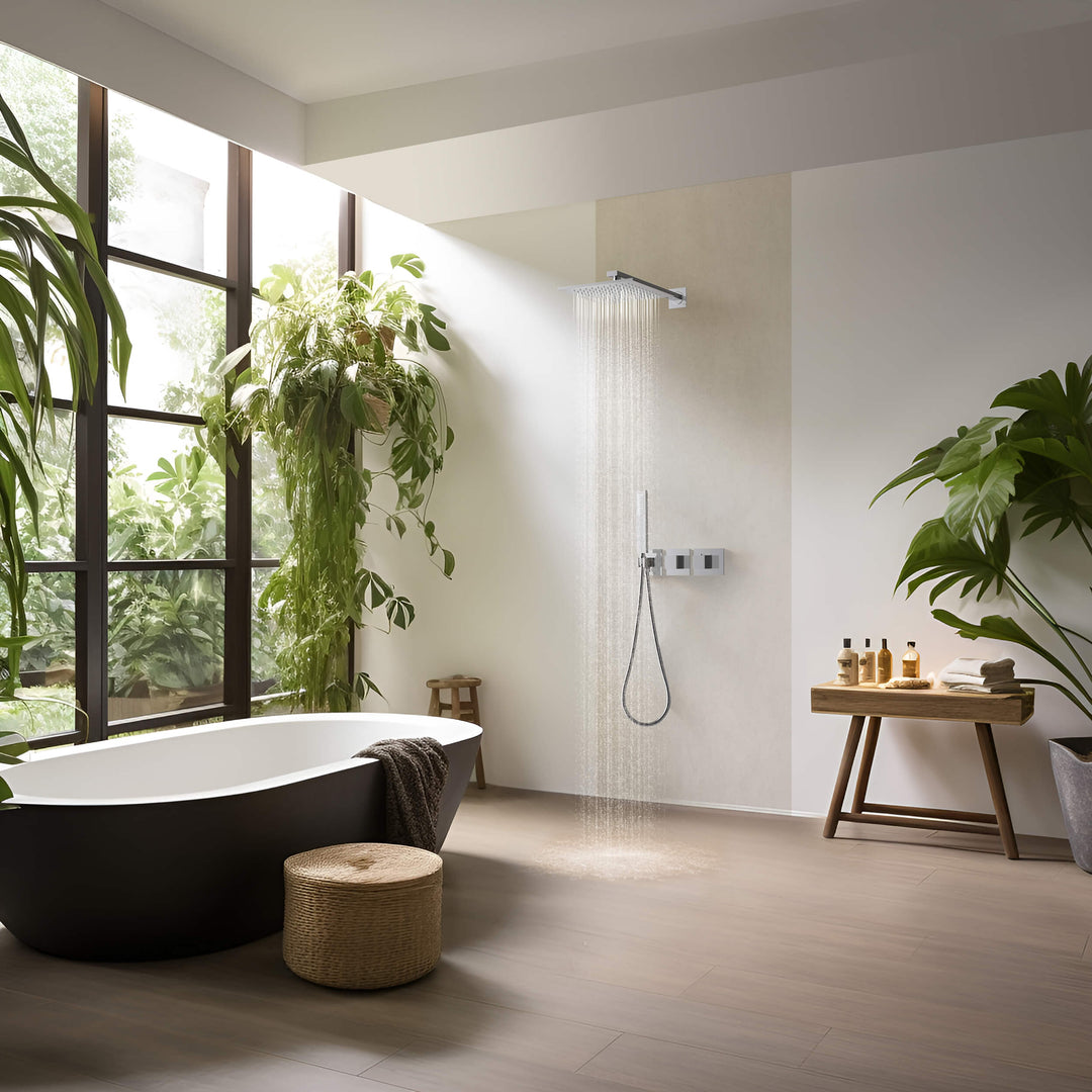 Quadra 2-Function Thermostatic Wall Mount Shower System with Rough-In Valve
