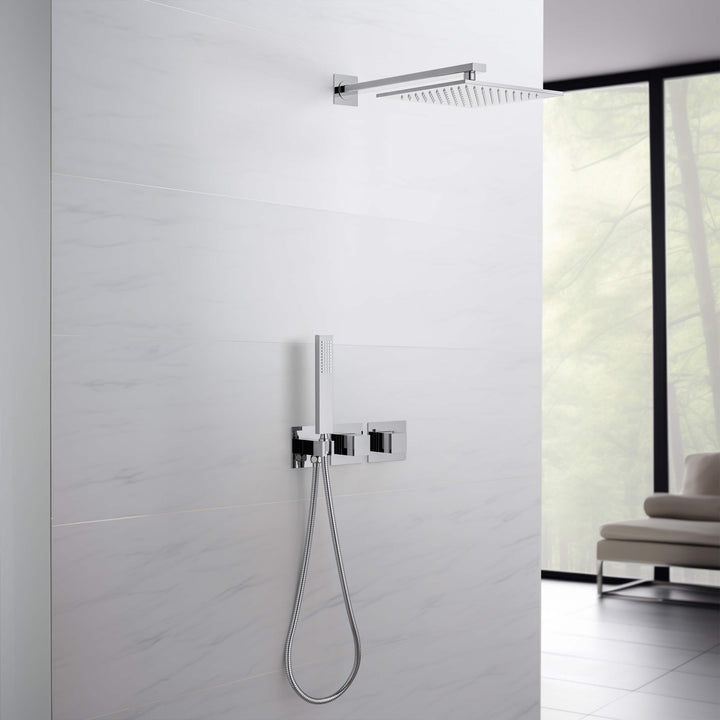 Quadra 2-Function Thermostatic Wall Mount Shower System with Rough-In Valve