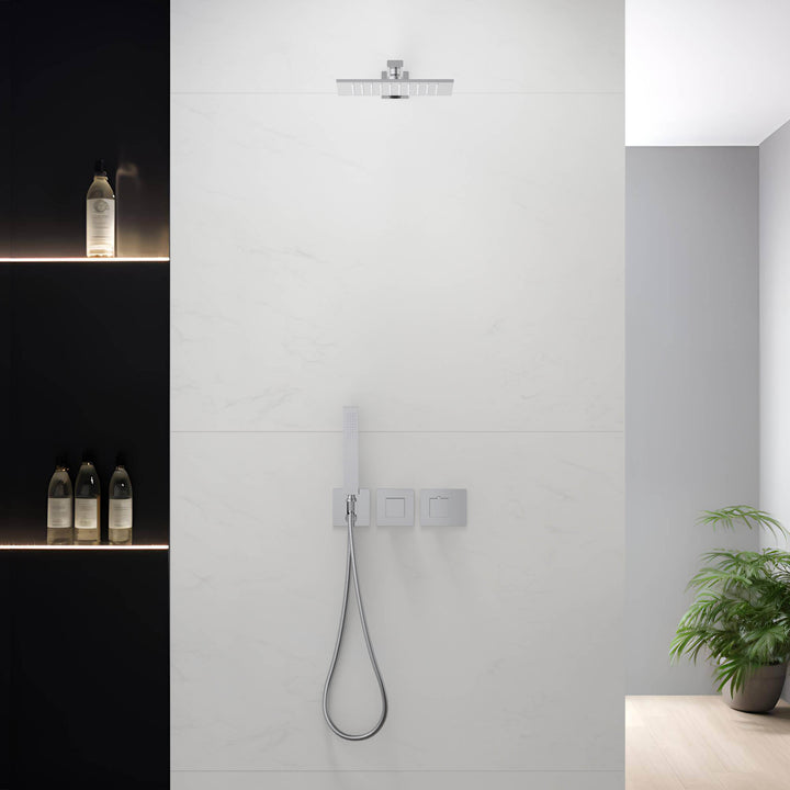 Quadra 2-Function Thermostatic Wall Mount Shower System with Rough-In Valve