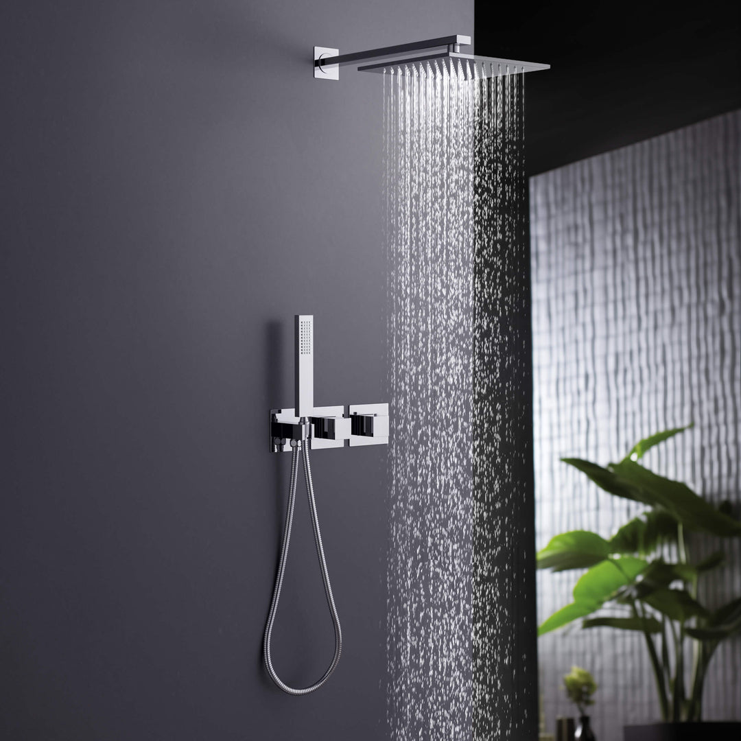 Quadra 2-Function Thermostatic Wall Mount Shower System with Rough-In Valve