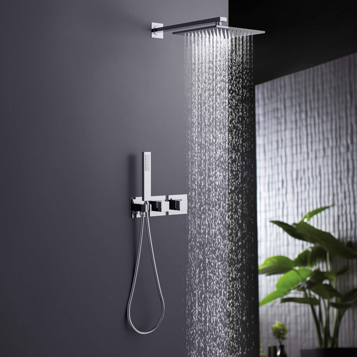 Quadra 2-Function Thermostatic Wall Mount Shower System with Rough-In Valve