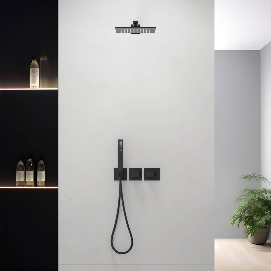 Quadra 2-Function Thermostatic Wall Mount Shower System with Rough-In Valve