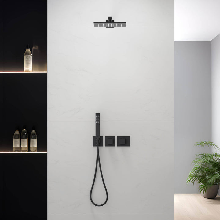 Quadra 2-Function Thermostatic Wall Mount Shower System with Rough-In Valve