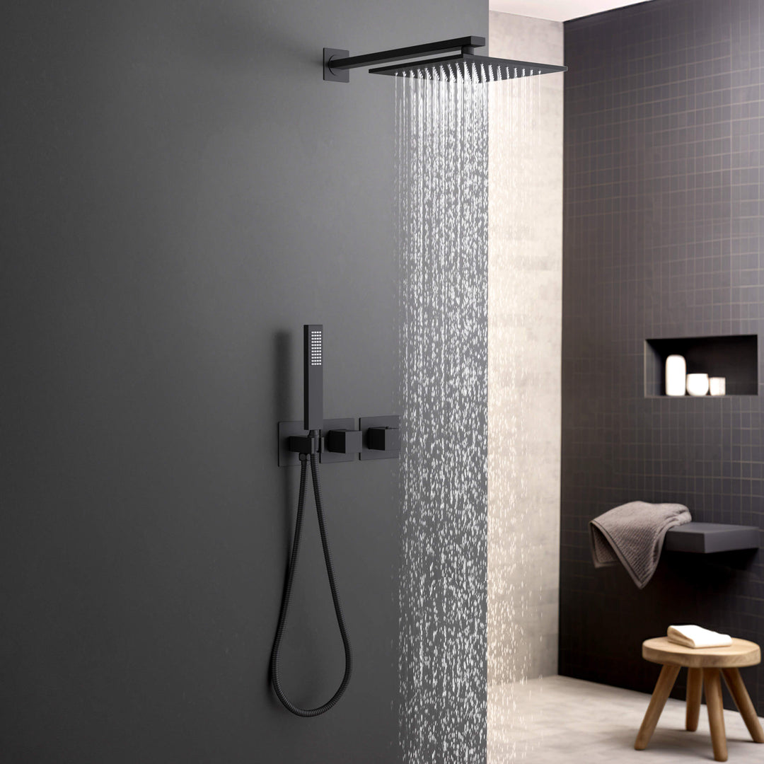 Quadra 2-Function Thermostatic Wall Mount Shower System with Rough-In Valve