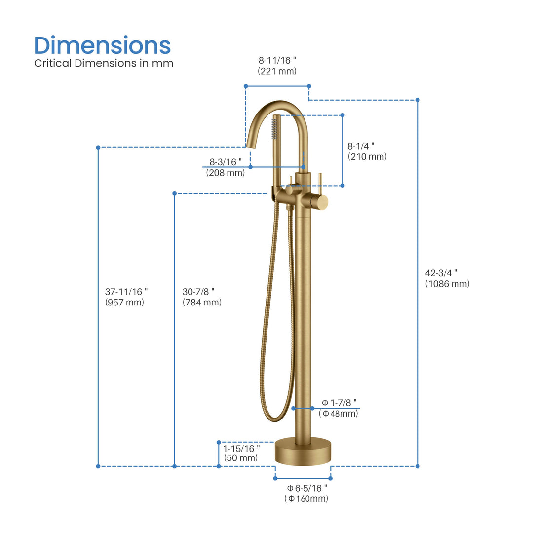 Halo Floor-Mount Tub Filler with Hand Shower