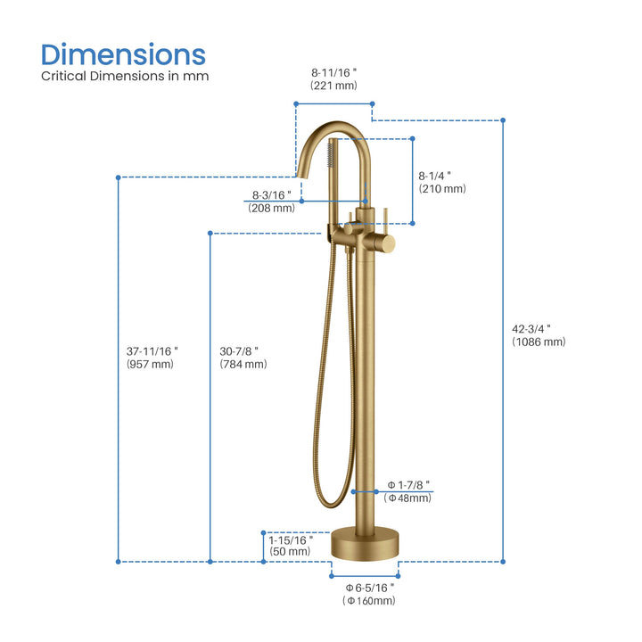 Halo Floor-Mount Tub Filler with Hand Shower