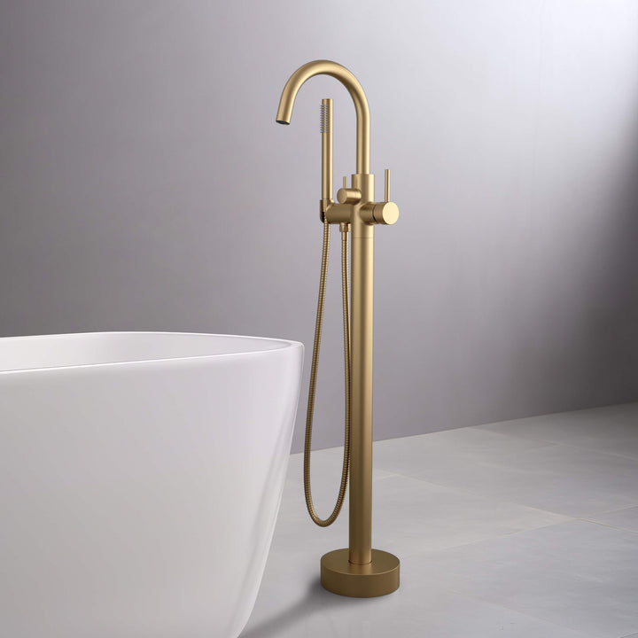 Halo Floor-Mount Tub Filler with Hand Shower