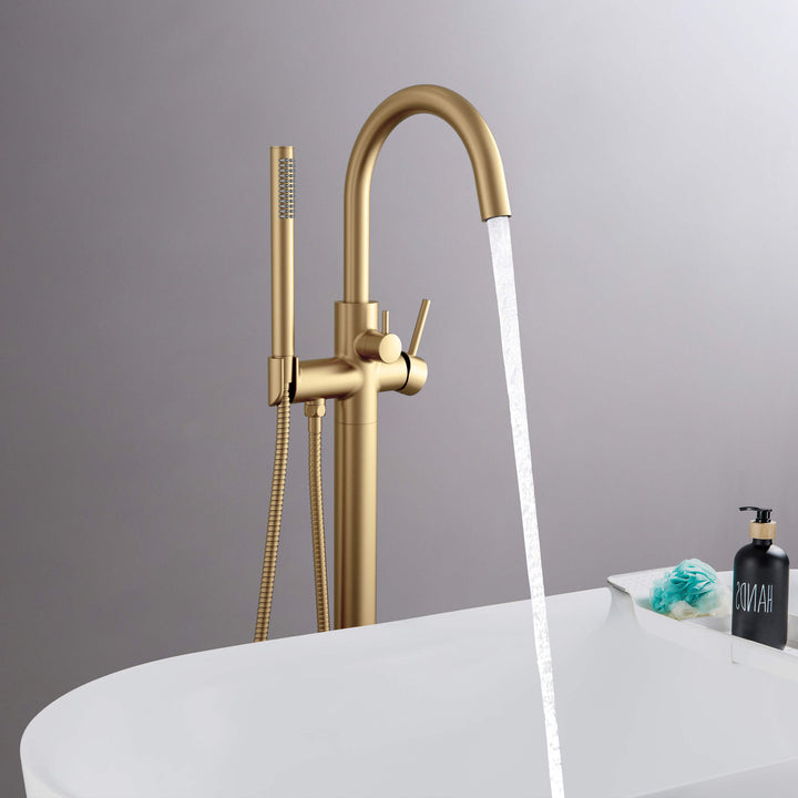 Halo Floor-Mount Tub Filler with Hand Shower