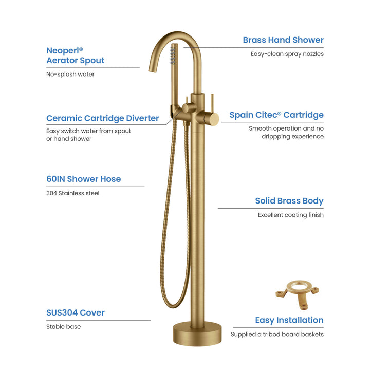 Halo Floor-Mount Tub Filler with Hand Shower