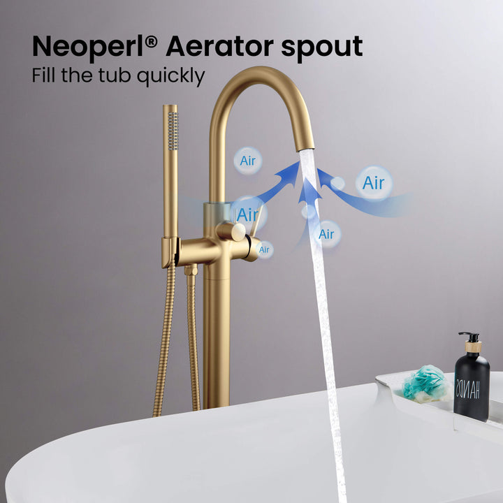 Halo Floor-Mount Tub Filler with Hand Shower