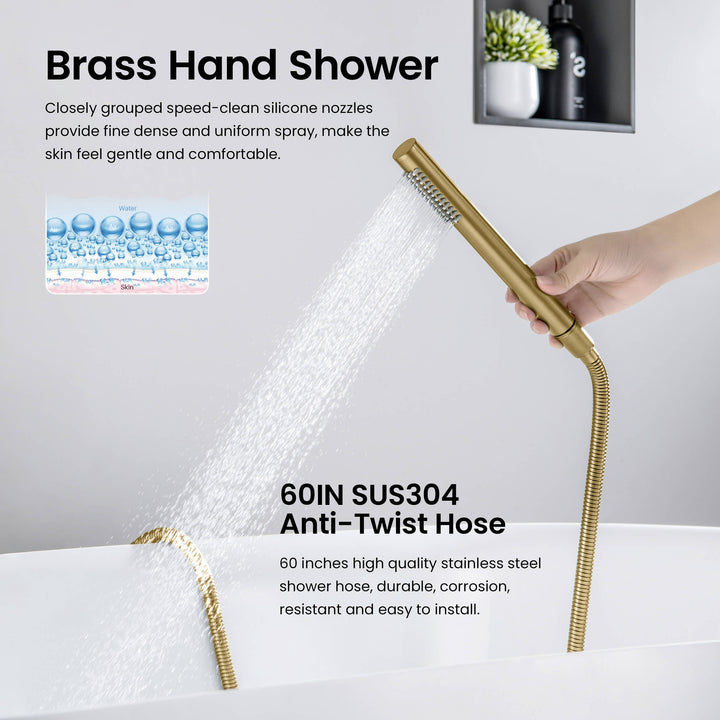 Halo Floor-Mount Tub Filler with Hand Shower