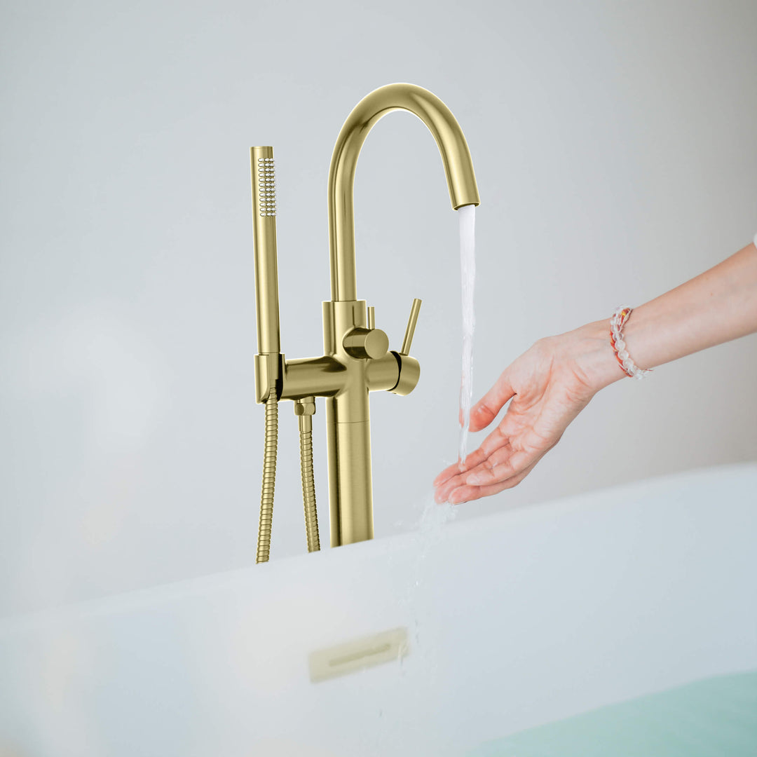 Halo Floor-Mount Tub Filler with Hand Shower