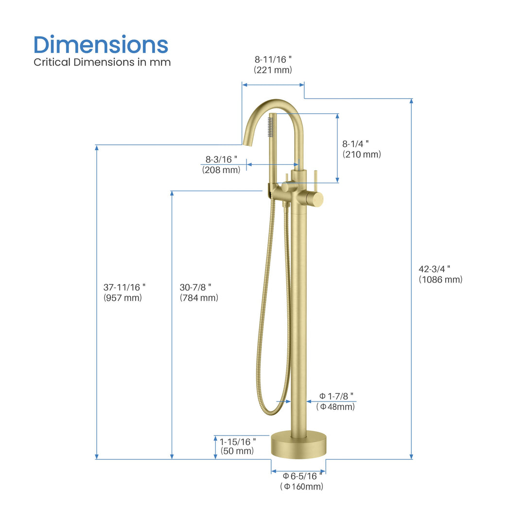 Halo Floor-Mount Tub Filler with Hand Shower